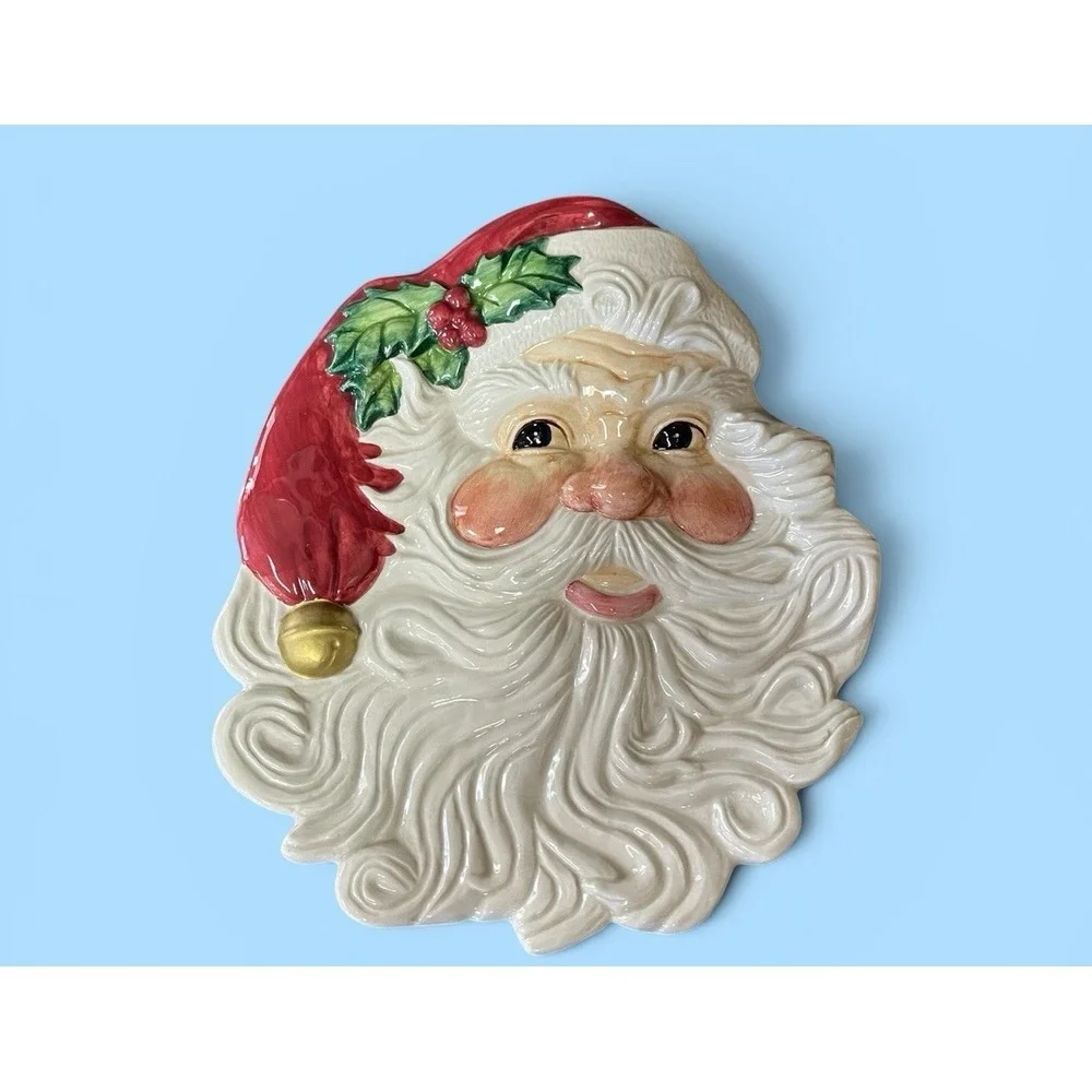 Fitz & Floyd Omnibus Santa Claus Canape Snack Desert Cookie Plate‎ Vintage Xmas